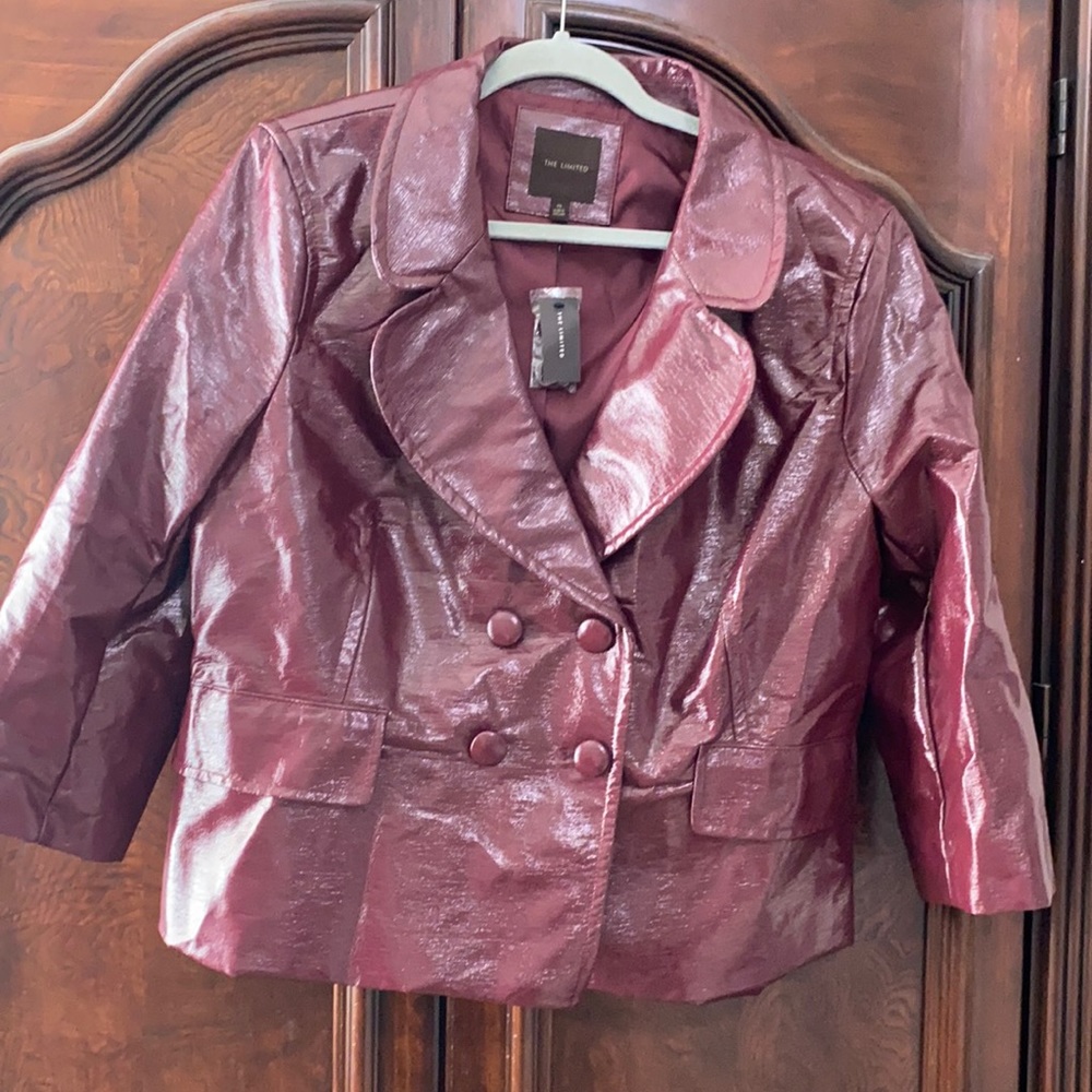 Women’s burgundy faux leather jacket